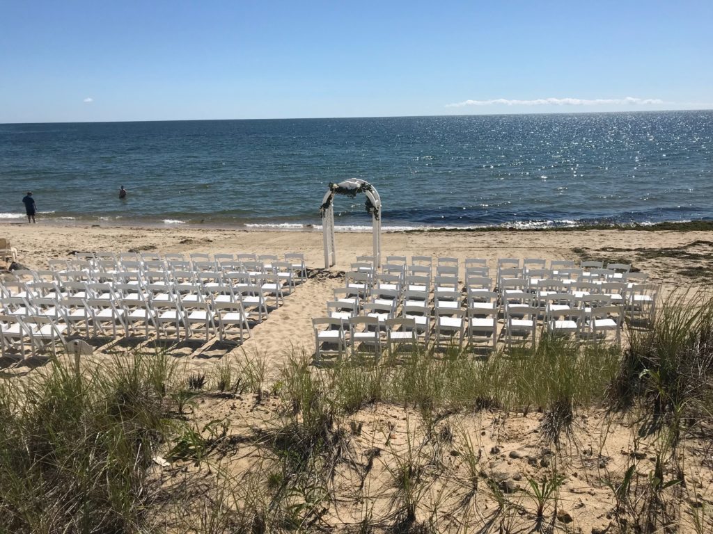 Beach wedding overlooking the ocean on Cape Cod at The Corsair & Crossrip